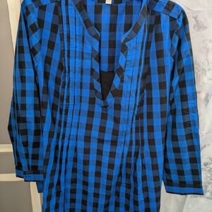 Woman Within Blue and Black Checkered Blouse